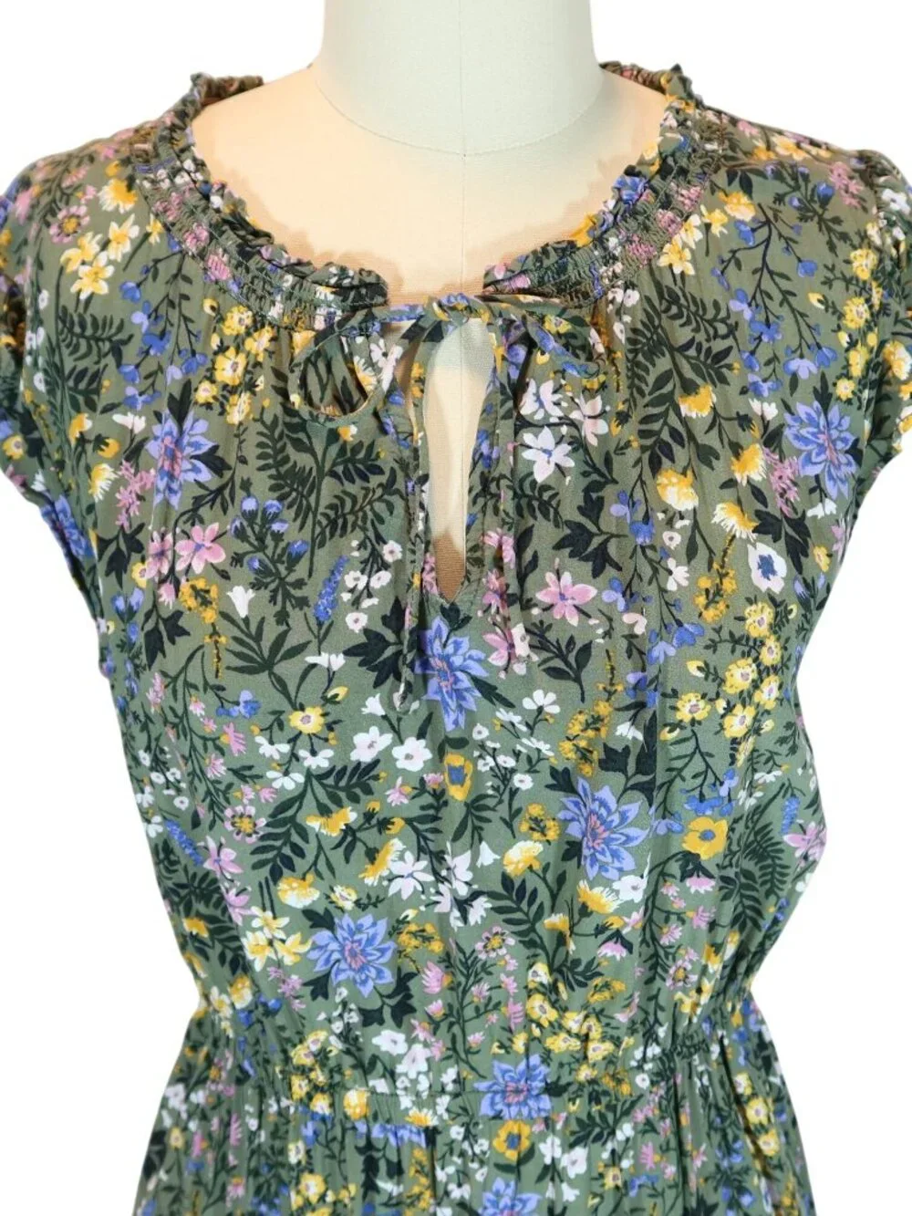 OLD NAVY Floral Flutter Sleeve A-Line Dress Size S Fairycore Boho Peasant - Picture 4 of 7